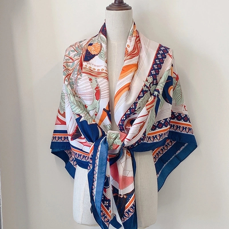 Women's Elegant Minimalist Plant Polyester Silk Scarf