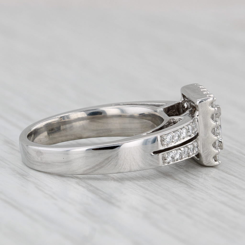 0.76ctw Princess Diamond Halo Engagement Ring 14k White Gold Size 6.5