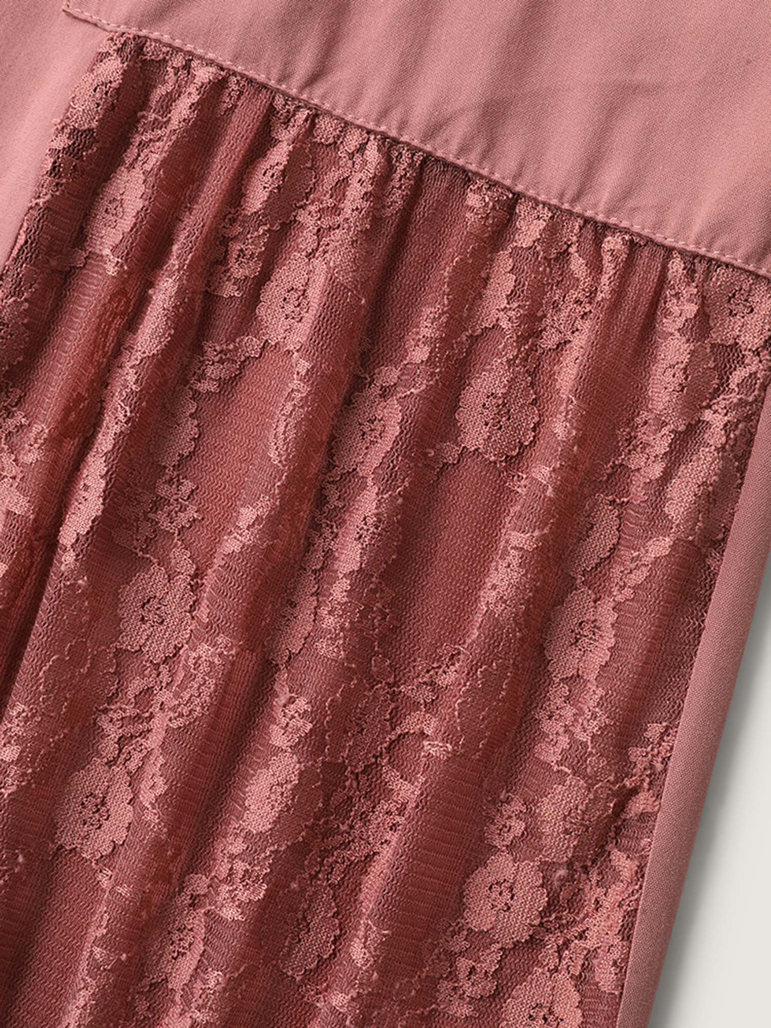 Lace Detail Stretchy Waist Wide-Leg Pants
