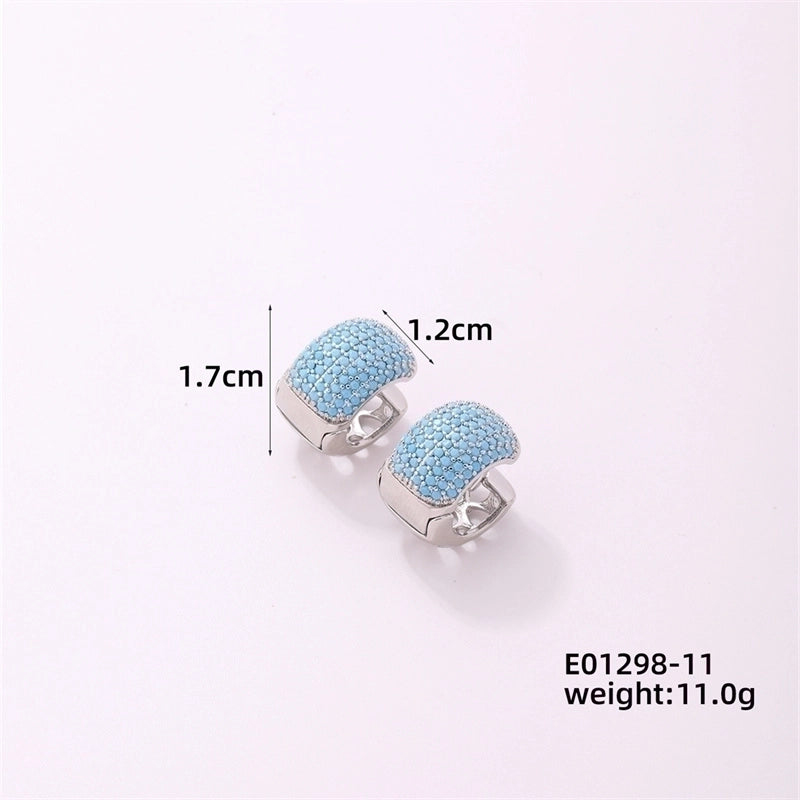 1 Piece Casual Minimalist Geometric Copper Zircon Gold Plated Silver Plated Huggie Earrings