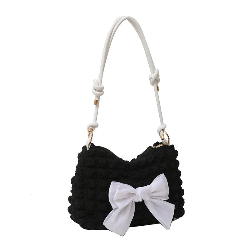 Women's Nylon Bow Knot Cute Dumpling Shape Zipper Shoulder Bag