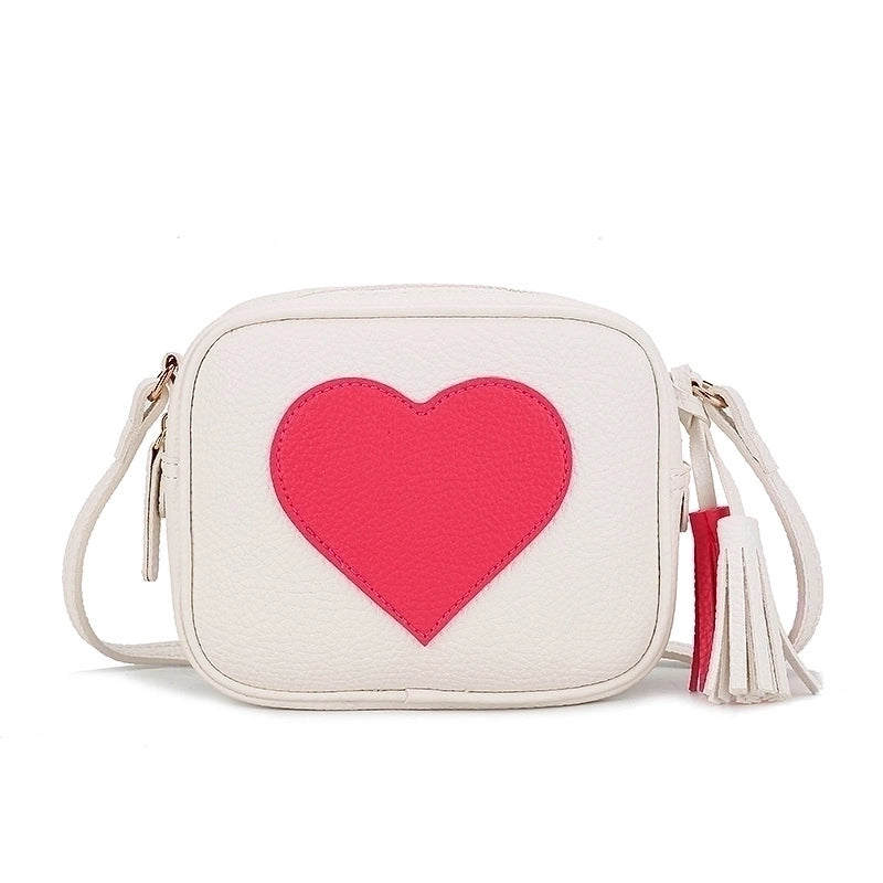 Women's Small Pu Leather Heart Shape Solid Color Streetwear Square Zipper Crossbody Bag