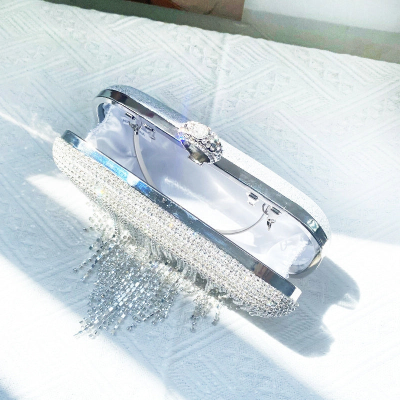 Rhinestone Solid Color Chain Square Evening Bags