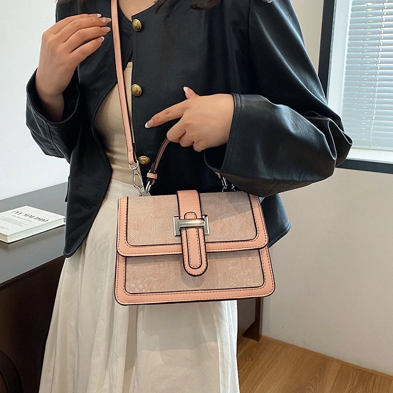 Women's Medium Pu Leather Floral Elegant Square Flip Cover Crossbody Bag