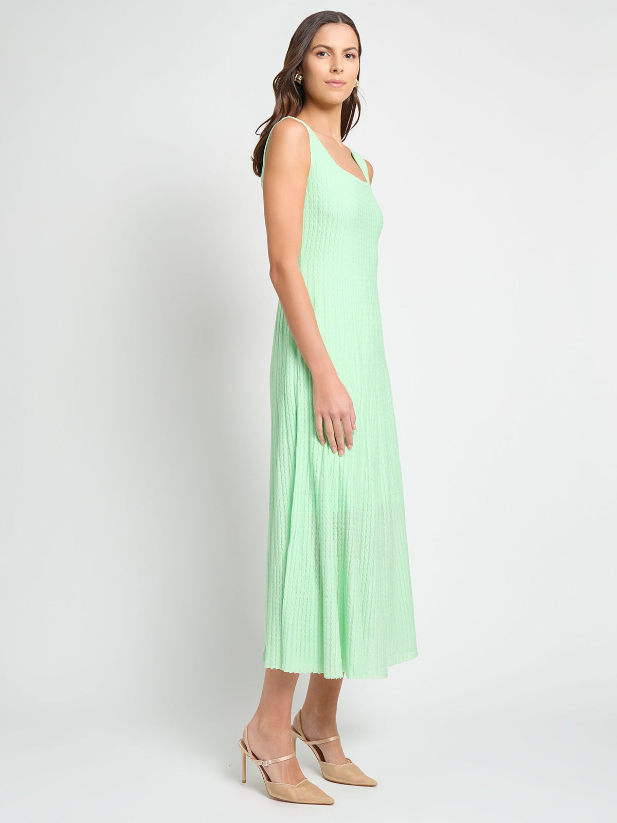 Fit & Flare Lined Cable Soft Knit Maxi Dress - True Fit