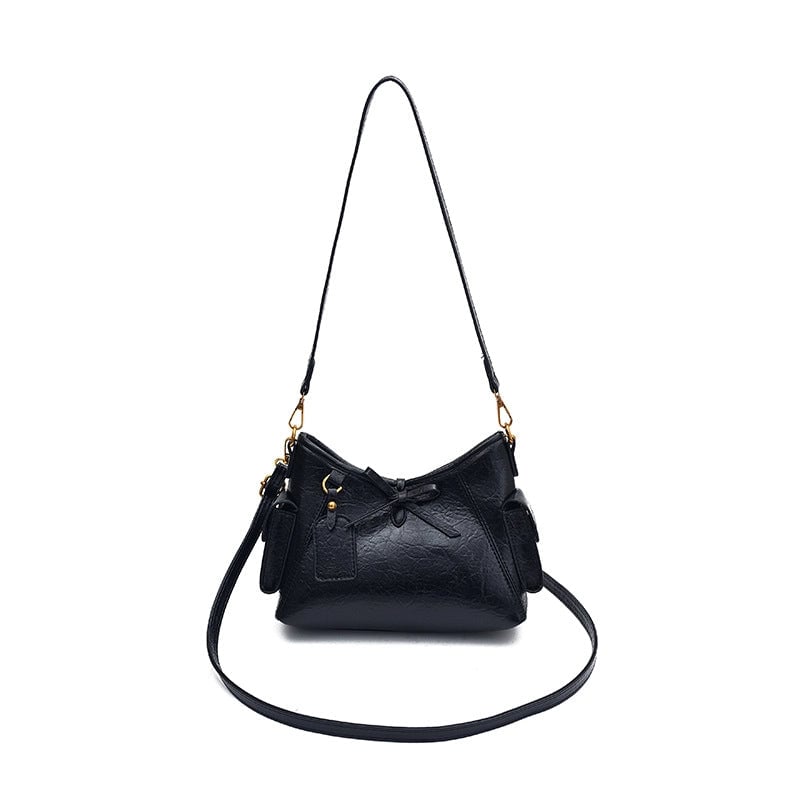 Women's Medium PU Solid Color Elegant Streetwear Bucket Zipper Bucket Bag