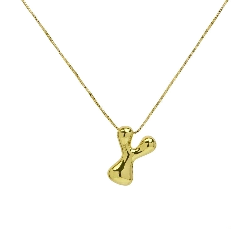 Copper 18K Gold Plated Minimalist Letter Plating Pendant Necklace