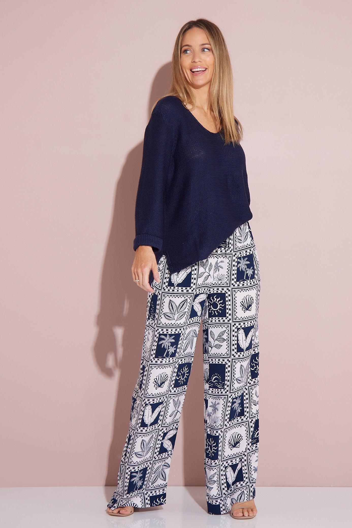 Seabreeze Pants - Navy/White Postcard