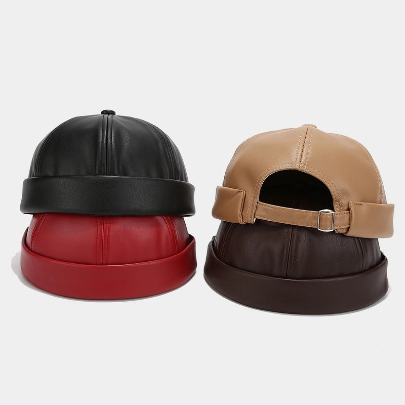 Unisex Retro Classic Style Solid Color Eaveless Chinese Landlord Hat Beanie Hat