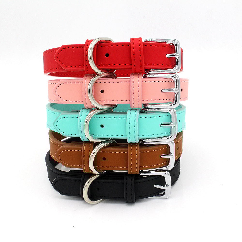 Flower Decor Leather Dog Cat Collar