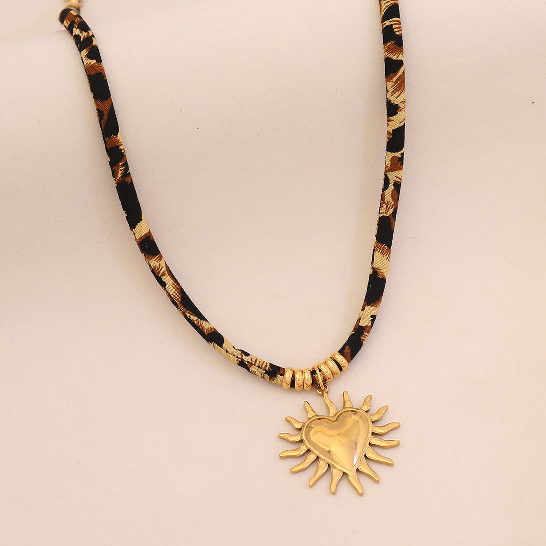 Leopard Braided Stainless Steel Necklace Love Sun Butterfly Pendant Necklace Exaggerated N1583