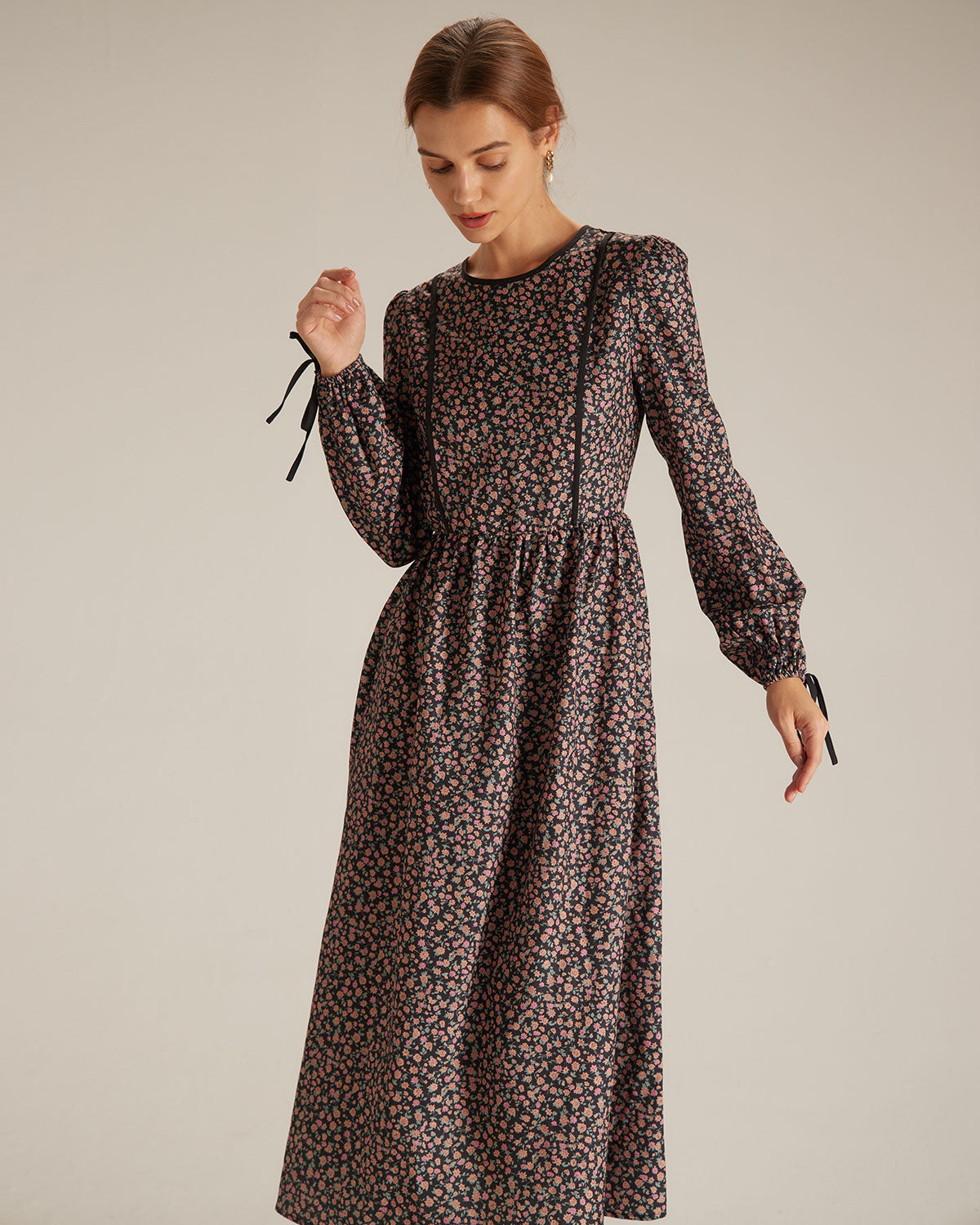 The Black Floral Hollow Out Back Maxi Dress