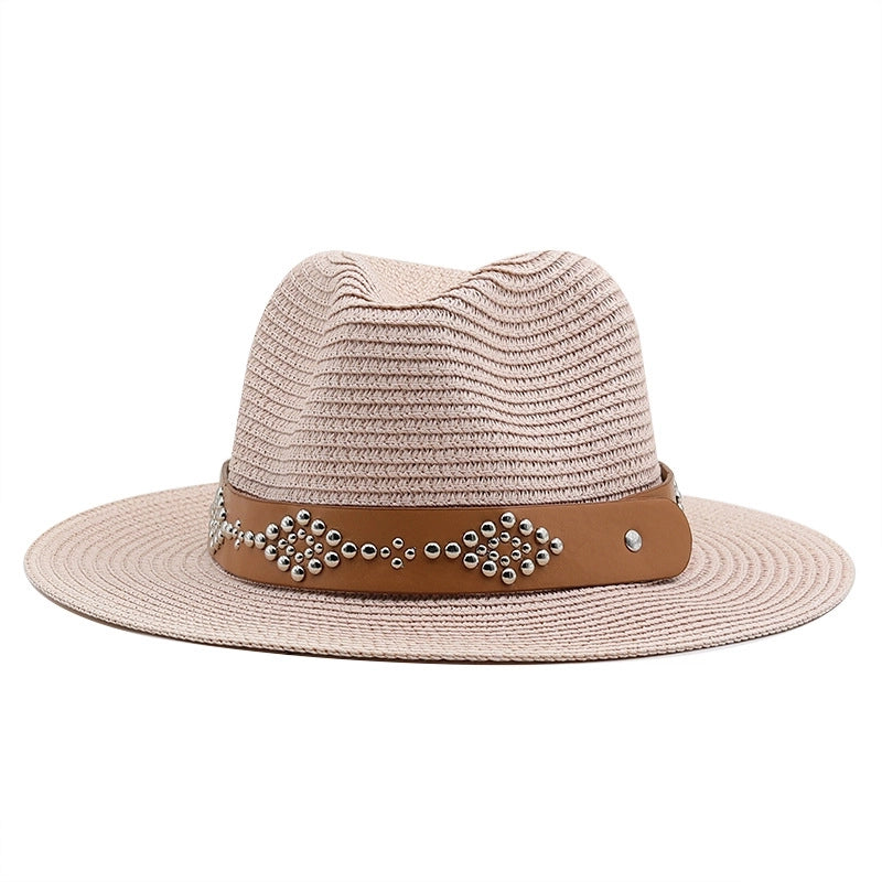 Women's Minimalist Color Block Flat Eaves Straw Hat