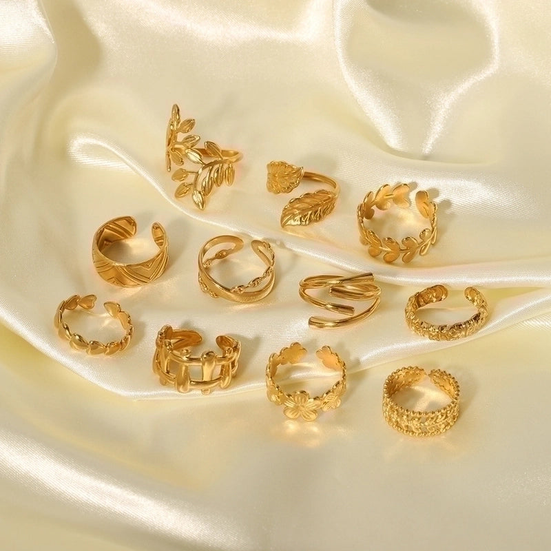Stainless Steel 18K Gold Plated Modern Style Plating Geometric Open Rings