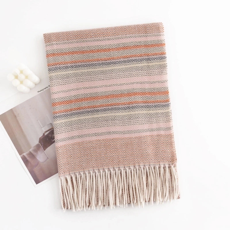 Warm Artificial Cashmere Scarf Plaid Student Couple Winter Thicken Thermal Scarf