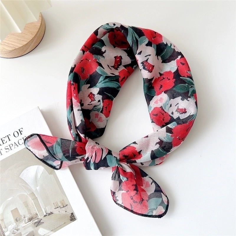 Women's Pastoral Minimalist Flower Cotton And Linen Printing Silk Scarf