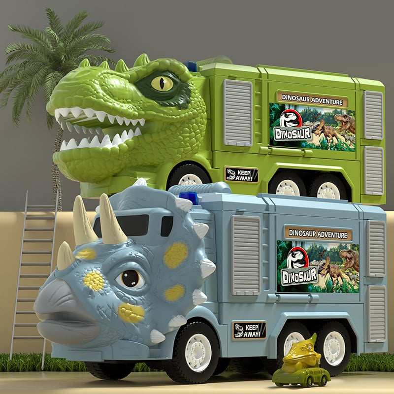 🦖New Dinosaur Transforming Engineering Truck Track Toy Set With Lights and Music