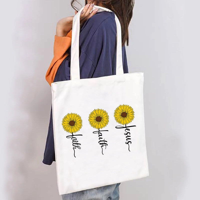 Unisex Large Canvas Letter Basic Classic Style Square Open Canvas Bag