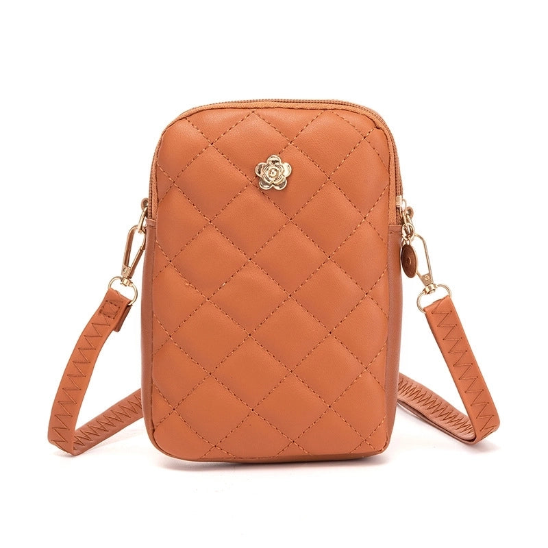 Women's Small Pu Leather Solid Color Lingge Vintage Style Classic Style Zipper Phone Wallets