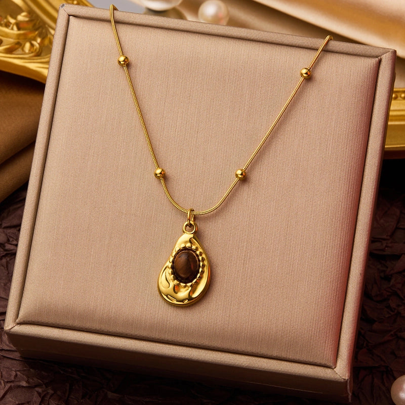 Elegant Minimalist Geometric Flower Bow Knot Titanium Steel Plating Pendant Necklace