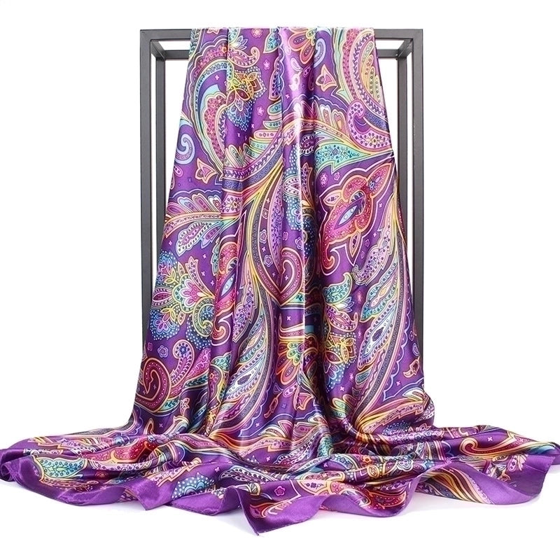 Women's Ig Style Retro Cashew Nuts Satin Printing Silk Scarf Kerchief