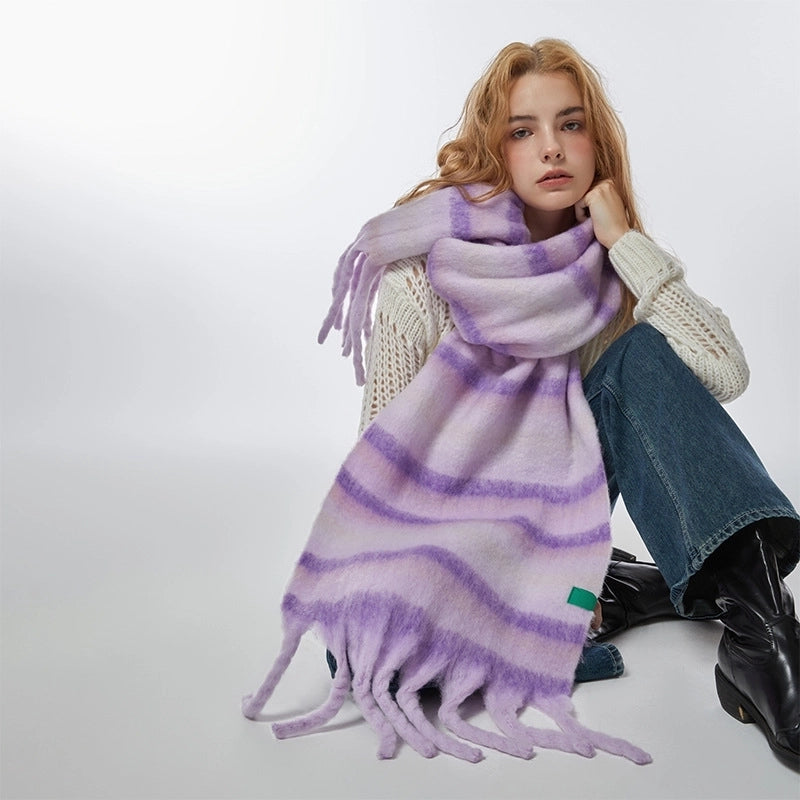 Women's Sweet Geometric Polyester Tassel Scarf