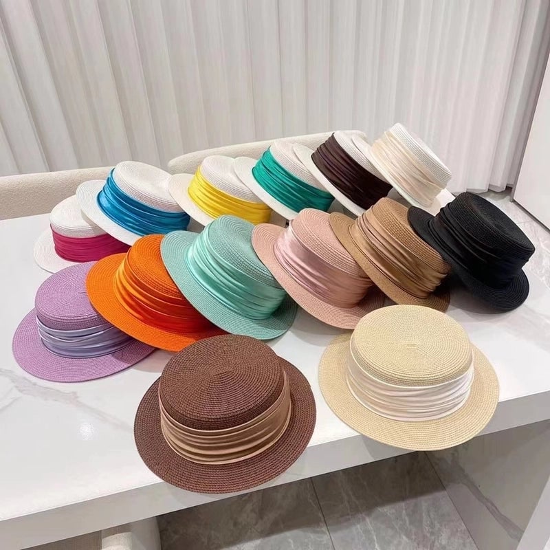 Women's Elegant Minimalist Color Block Wide Eaves Straw Hat