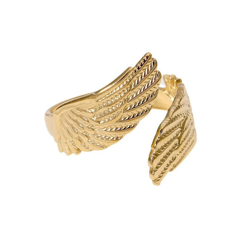 Open Ring Expressive Wing Stainless Steel Electroplating Rings