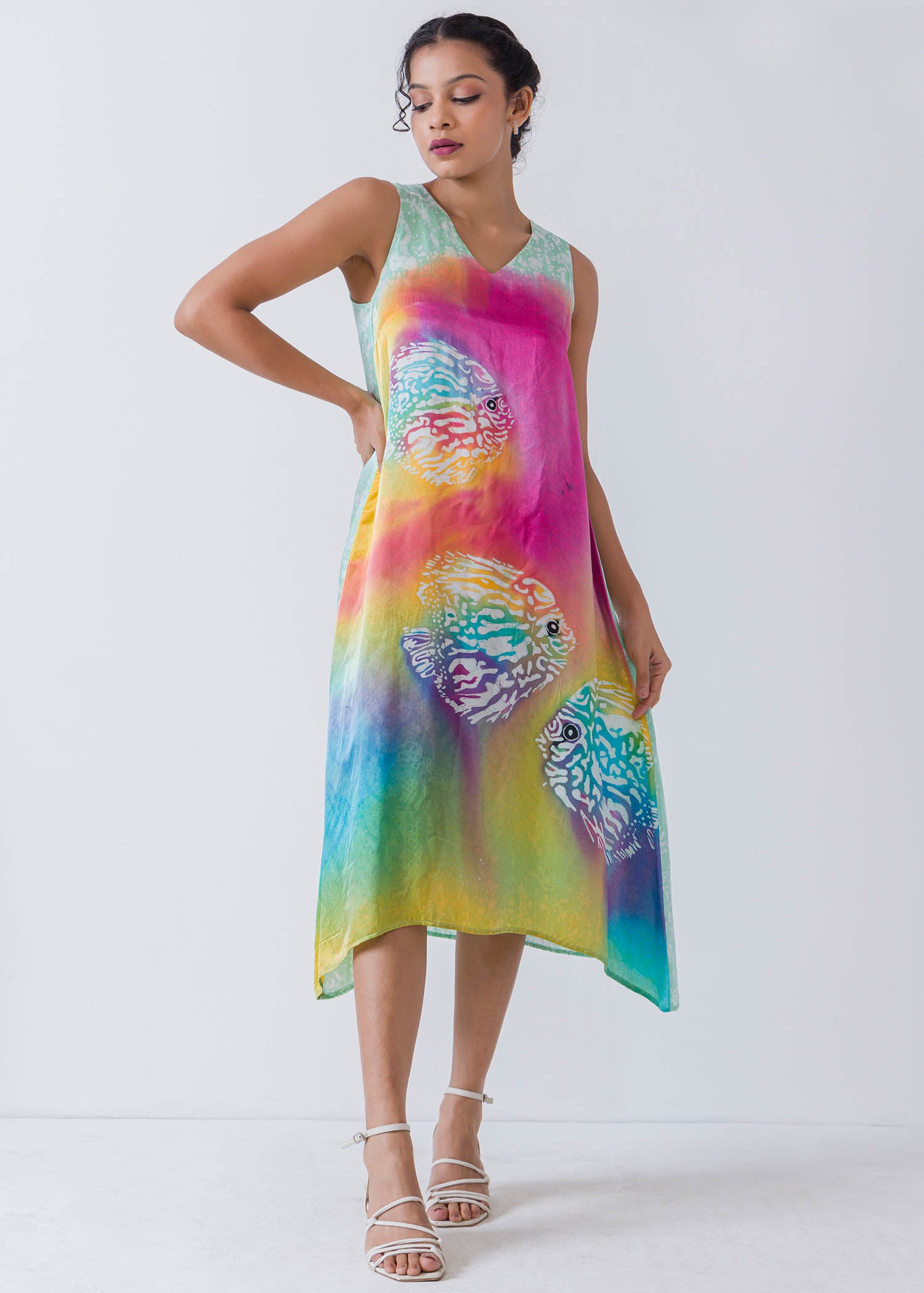 Multi Coloured Sleeveless Batik Dress