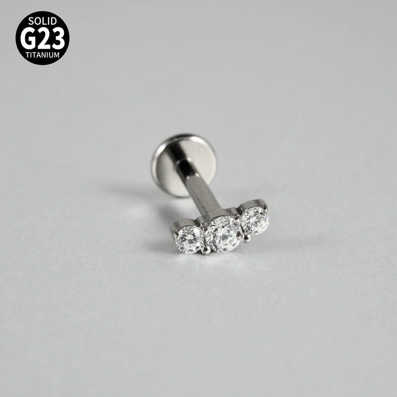 1 Piece Ear Cartilage Rings & Studs Casual Hip-Hop Snake Butterfly G23 Titanium Alloy Inlay Zircon 18K Gold Plated Lip Rings Ear Cartilage Rings & Studs