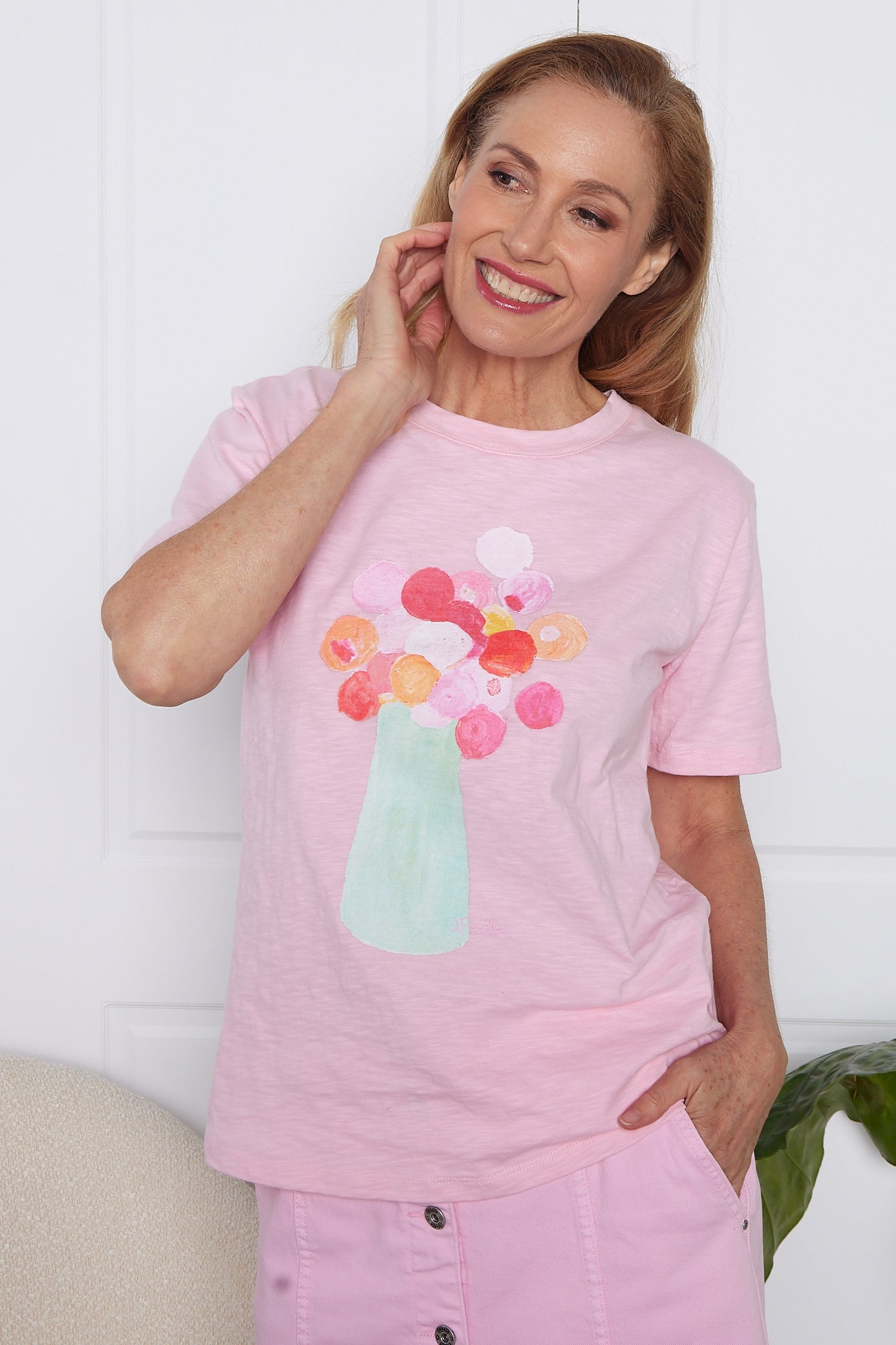 Janey Floral Tee - Splendid Pink