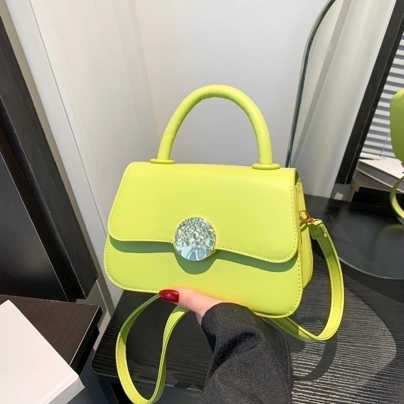 Women's Pu Leather Solid Color Basic Flip Cover Handbag