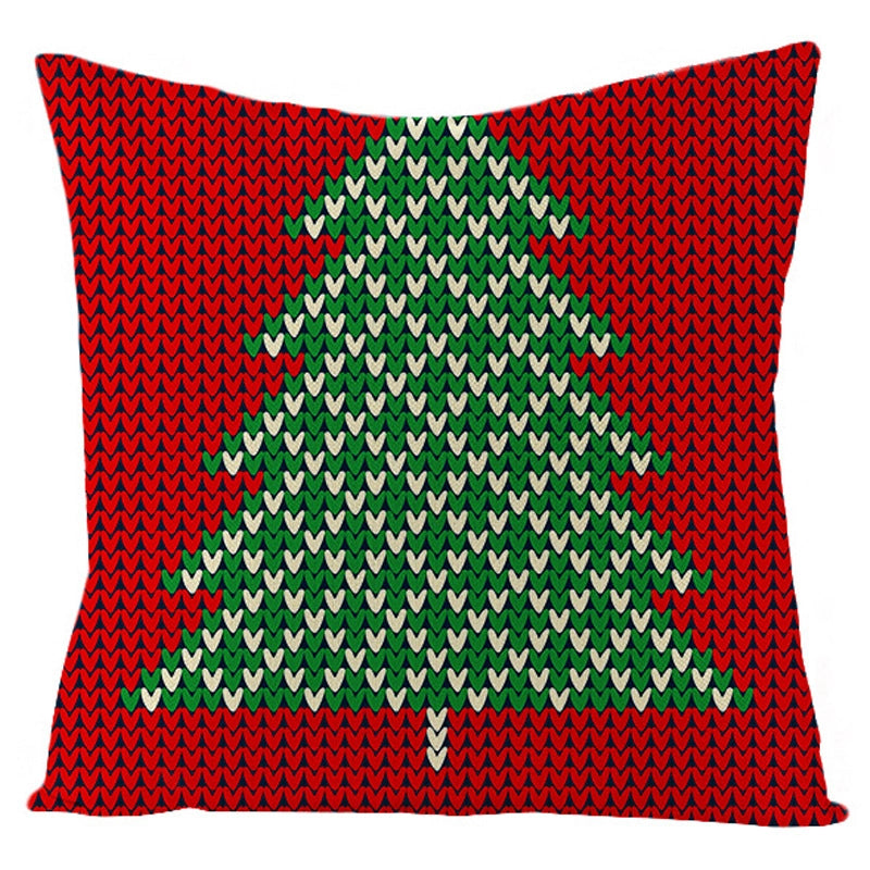 Retro Christmas Tree Santa Claus Christmas Socks Linen Pillow Cases