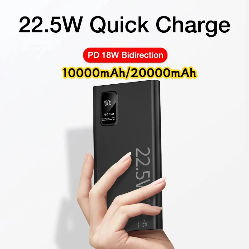 20000mAh Portable Power Bank 22.5W USB C Fast Charging External Spare Battery 10000mAh Powerbank for IPhone 16 15 Samsung Xiaomi