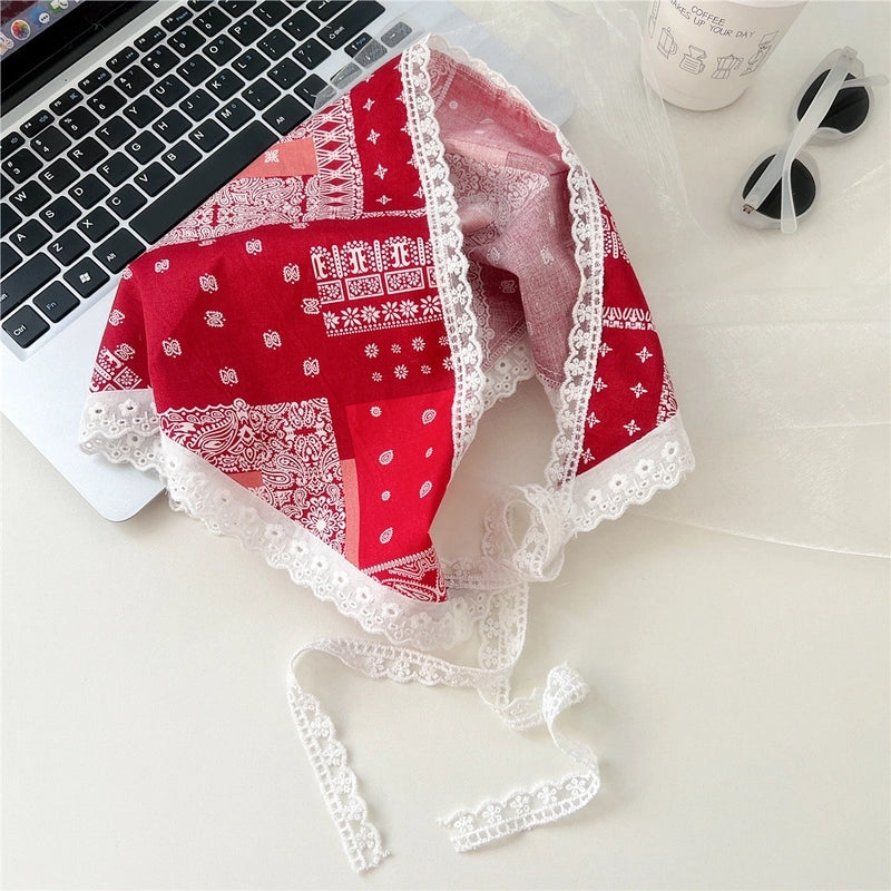 Women's Cute Sweet Lace Cotton And Linen Kerchief