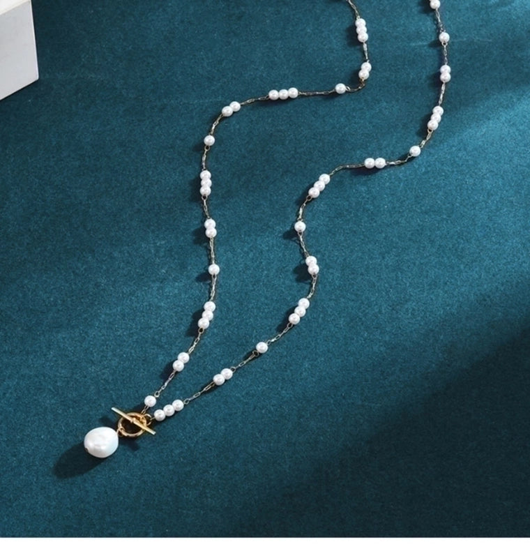 Minimalist Round Pearl 304 Stainless Steel Titanium Steel Artificial Pearls 18K Gold Plated Plating Necklace
