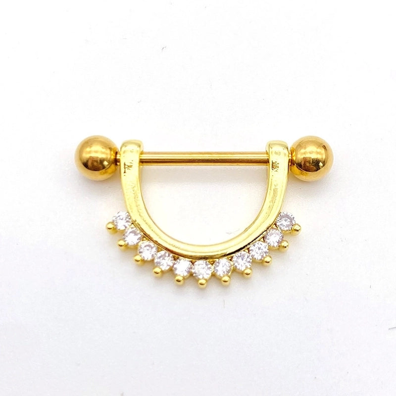 Fashion Leaf Star Wings Stainless Steel Inlaid Zircon Nipple Ring 1 Piece