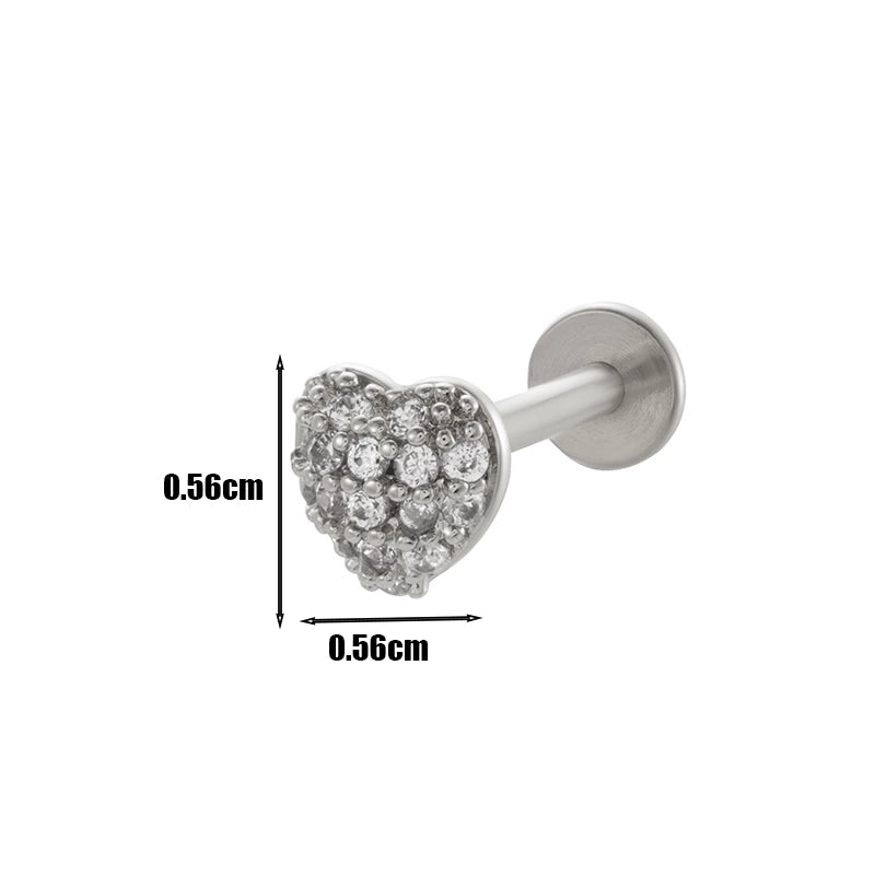1 Piece Lip Rings Minimalist Heart Shape Flower Butterfly 316L Stainless Steel  Copper Plating Inlay Zircon