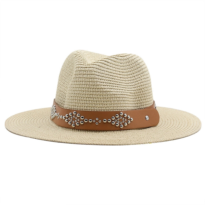 Women's Minimalist Color Block Flat Eaves Straw Hat
