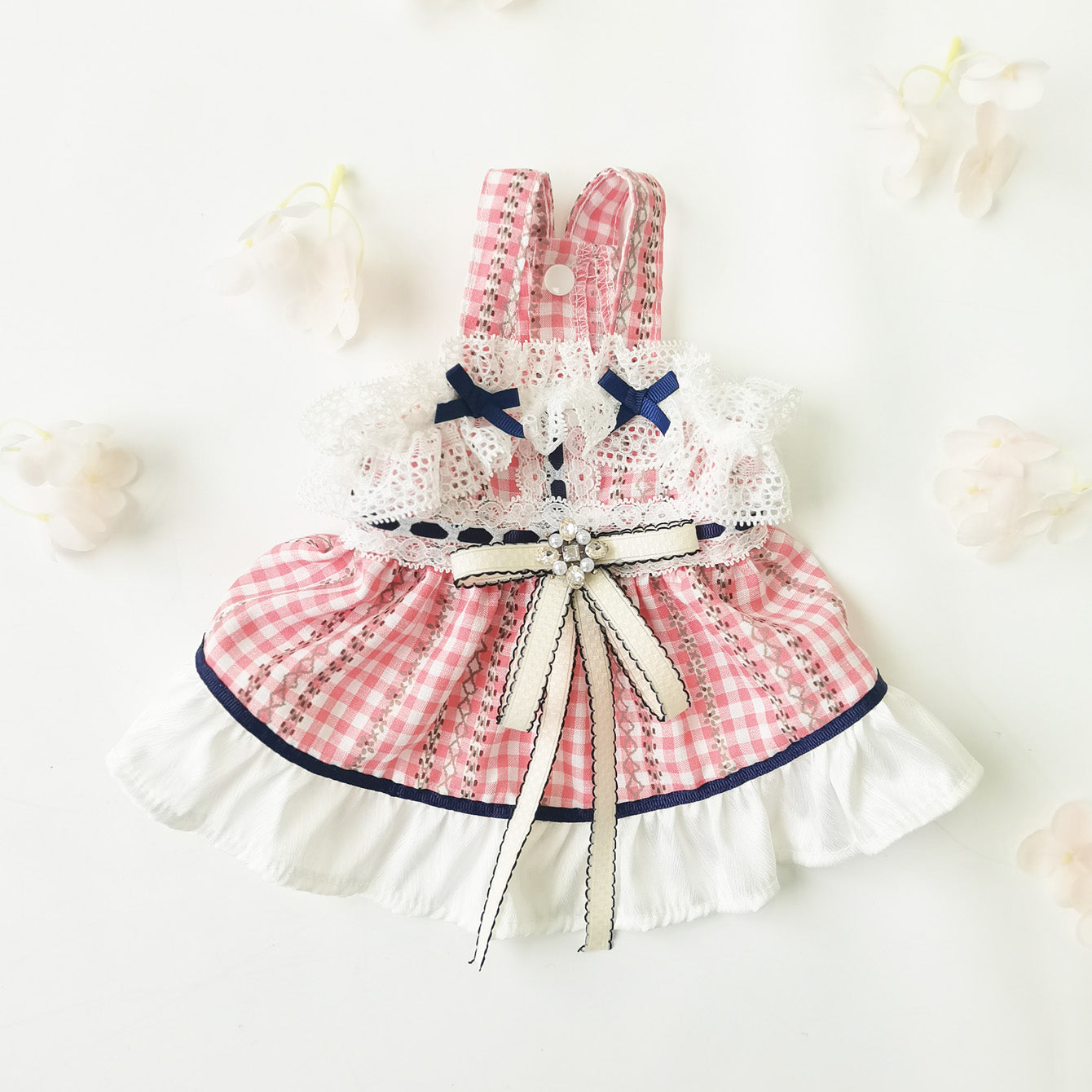 Sweet Plaid Lace Design Dog Cat Dress