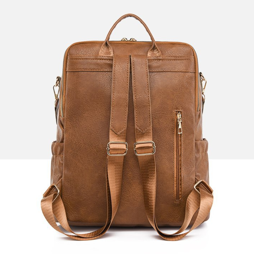 Retro  Soft Leather Multi-Compartment Ladies Backpack