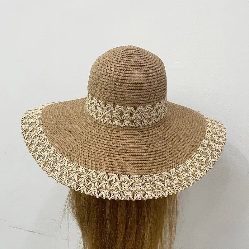 Women's Vacation Color Block Curved Eaves Sun Hat