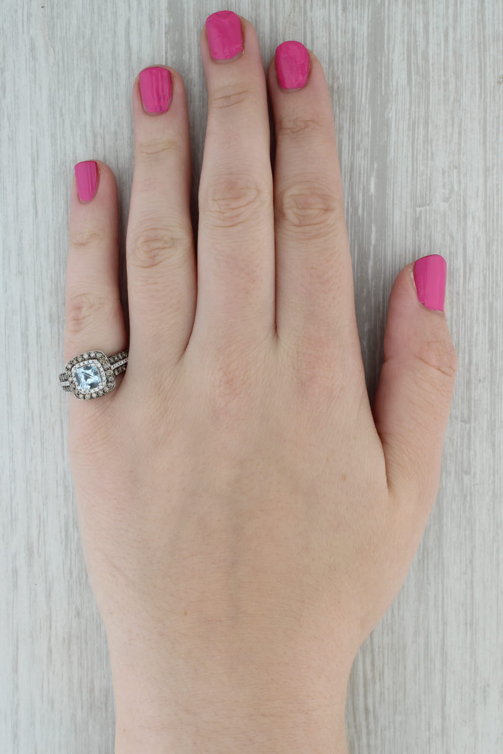 Le Vian 1.84ctw Aquamarine Diamond Halo Ring 14k White Gold Size 6.75