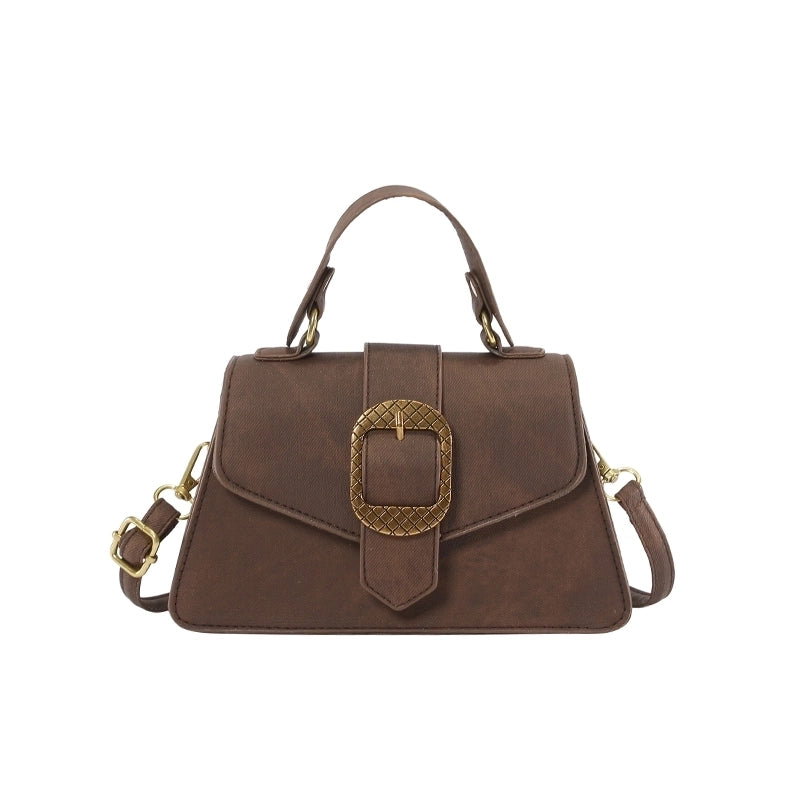 Women's Pu Leather Solid Color Vintage Style Flip Cover Handbag