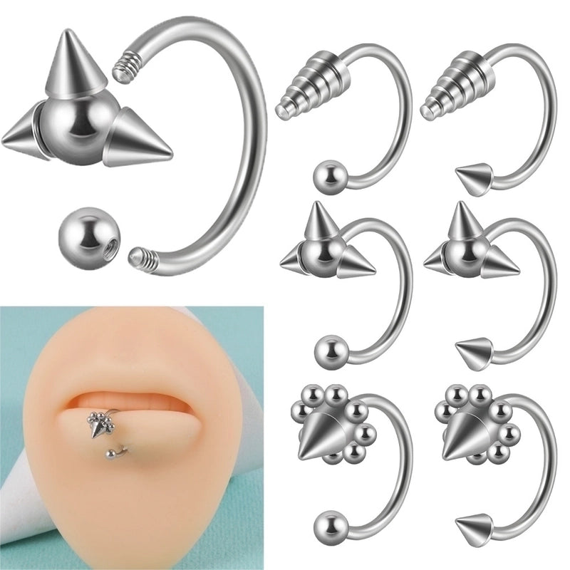 1 Piece Lip Rings Casual Minimalist Solid Color 304 Stainless Steel Plating