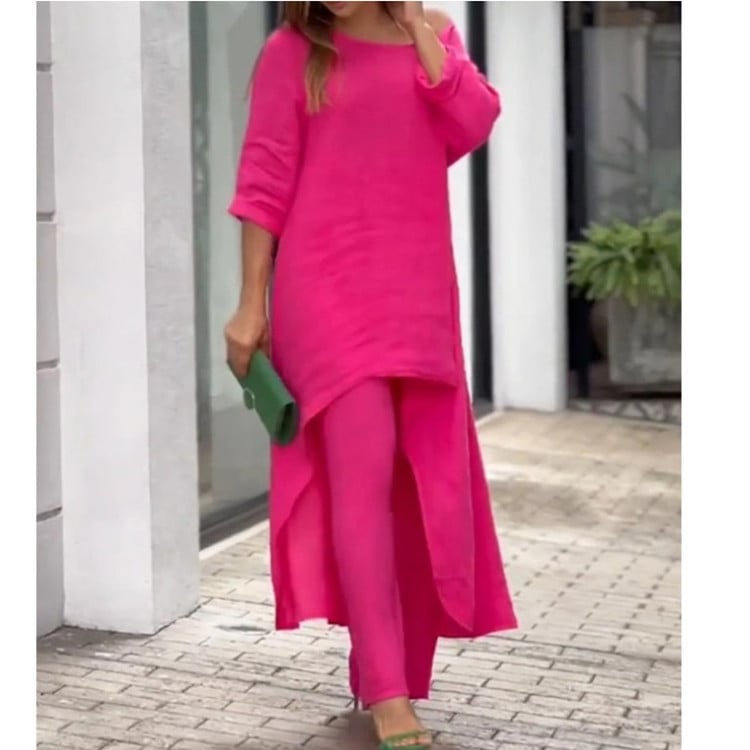 💕Women's Solid Color Linen Fashionable Casual Suit💃💃