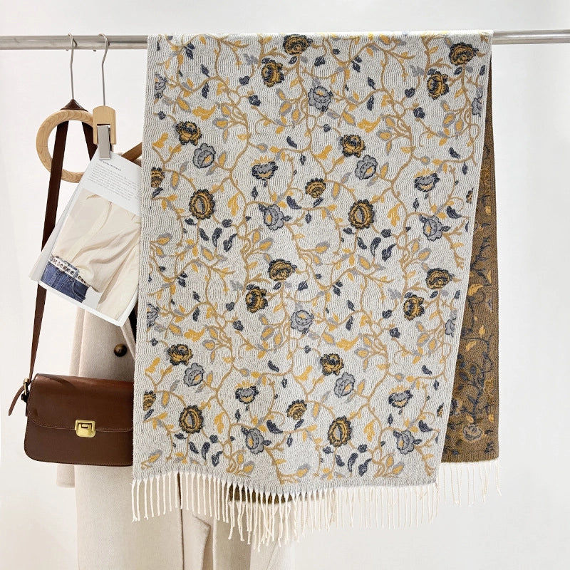 Women's Minimalist Commute Printing Flower Viscose Fiber Scarf