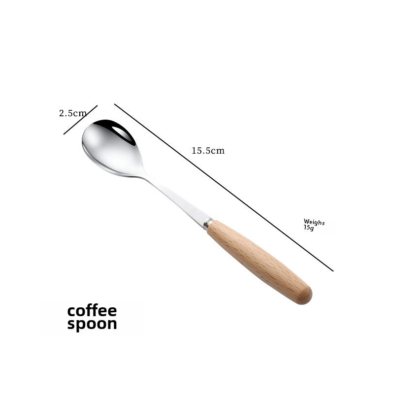 Stainless Steel Knife And Fork Spoon With Wooden Handle Western Steak Knife Solid Wood Stainless Steel Tableware Soup Spoon Fruit Dessert Fork