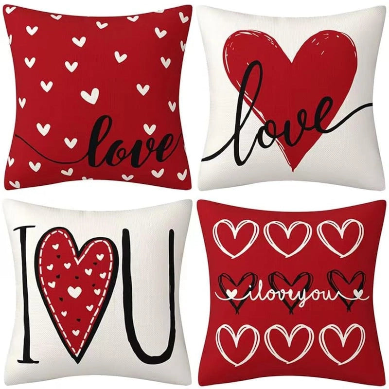 Valentine'S Day Romantic Letter Heart Shape Linen Pillow Cases Bedding
