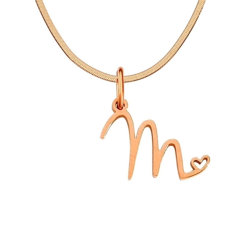 Stainless Steel Titanium Steel 14K Gold Plated Minimalist Plating Letter Heart Shape Pendant Necklace